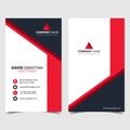 Red shape id, corporate and visit card. Elegant name card templates. Modern creative business card with abstract shapes. Vertical