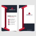 Red shape id, corporate and visit card. Elegant name card templates. Modern creative business card with abstract shapes. Vertical