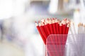 red sharpened pencils in a cup. Stationery Royalty Free Stock Photo
