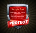 Red shield on black & text Royalty Free Stock Photo