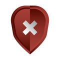 Red shield icon. Error mark symbol. Danger sign Vector. Security failure. Royalty Free Stock Photo