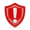 Red Shield with White Exclamation Mark Symbol on a White Background security protection Royalty Free Stock Photo