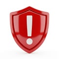 Red Shield with White Exclamation Mark Symbol on White Background security protection Royalty Free Stock Photo