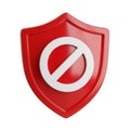 Red Shield with a White Prohibition Symbol on a White Background security protection Royalty Free Stock Photo