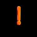Exclamation point of plastic orange shine font isolated on black background - 3D illustration of symbols