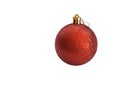 Red shining christmas ball on white background close-up. Christmas concept Royalty Free Stock Photo