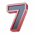 Red shinny metal and black leather font Number 7 SEVEN 3D