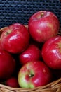 red shiny apples in the basket