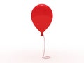 Red shiny baloon with rope on white