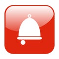 Red shiny Button: Bell symbol for notification or alarm Royalty Free Stock Photo