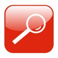 Red shiny Button: Magnify Symbol for search and find Royalty Free Stock Photo