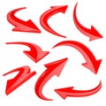 Red shiny 3d arrows. Curved signs Royalty Free Stock Photo