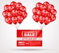 Red Shiny Flying Balloons with Sale Banner