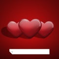 Red shiny hearts width paper banne