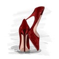 Red shiny heels shoes Royalty Free Stock Photo
