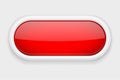 Red shiny oval button. On white matted background. Web interface element