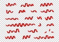 Red  shiny serpentine ribbons isolated on transparent background Royalty Free Stock Photo