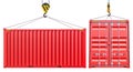 Red Shipping Cargo Container With Hook