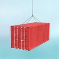 Red shipping container on the hook - cutting path