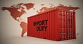 Red shipping container labeled \