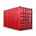 A shipping container with red pipes on the side, a highly profes Royalty Free Stock Photo