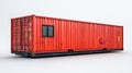 Red Shipping Container with Window Isolated on White Background Royalty Free Stock Photo