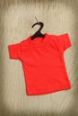 Red shirt on black hanger hanging on nail Royalty Free Stock Photo