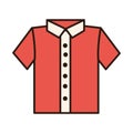 Red shirt casual fashion men clothes line and fill icon