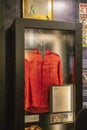 A red shirt worn by Johnny Cash on display inside of the Johnny Cash Museum in Nashville Tennessee