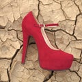 Red shoe on ground