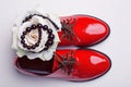 red shoes and black pearls Royalty Free Stock Photo