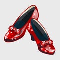 Red shoes with bow made from rubies Royalty Free Stock Photo