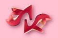 Red shoes high heels isolated on a pink background Royalty Free Stock Photo