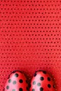 Red shoes patterned with black dots Royalty Free Stock Photo