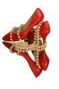 Red shoes with pearls Royalty Free Stock Photo
