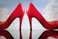Red shoes with stiletto heels