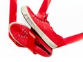 Red shoes, a symbol femicide. Illustrative editorial Royalty Free Stock Photo