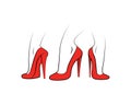 3 red shoes vector illustration