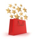 Red Shopping bag and gold stars Royalty Free Stock Photo