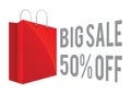 Red Shopping Bag icon With Big Sale Discount Sign Royalty Free Stock Photo