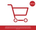 Red Shopping cart icon isolated on white background. Online buying concept. Delivery service sign. Supermarket basket Royalty Free Stock Photo