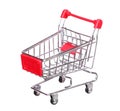 Red shopping cart isolated on white Royalty Free Stock Photo