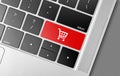 Red shopping cart key on a black computer keyboard Royalty Free Stock Photo