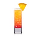 Red shot cocktail with orange isolated on white background Royalty Free Stock Photo