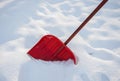 Red shovel for snow Royalty Free Stock Photo