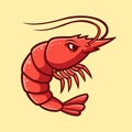 Red Shrimp Character Seafood Restaurant Logo Vector Template Illustration EPS 10 Royalty Free Stock Photo