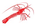 Red shrimp silhouette logo vector