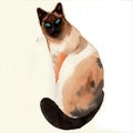 Red siamese cat illustration Fluffy cute animals