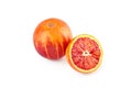 Red sicilian orange with half isolated on white background with clipping path. Perfectly retouched. ready-to-use food images. Pack