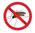 Red sign ban mosquito. Stop mosquito insect. Vector illustration Royalty Free Stock Photo